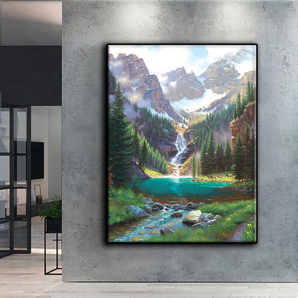 5D Diy Diamond Painting Scenic Waterfall  Cross Stitch Full Diamond Embroidery Mosaic
