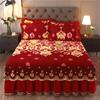 Hochwertiger, luxuriöser, weicher Bettrock, Winter-Plüsch, dick gesteppt, Bettdecke, Rock, King-Size-Bett, Pad-Tagesdecke, inklusive Kissenbezug