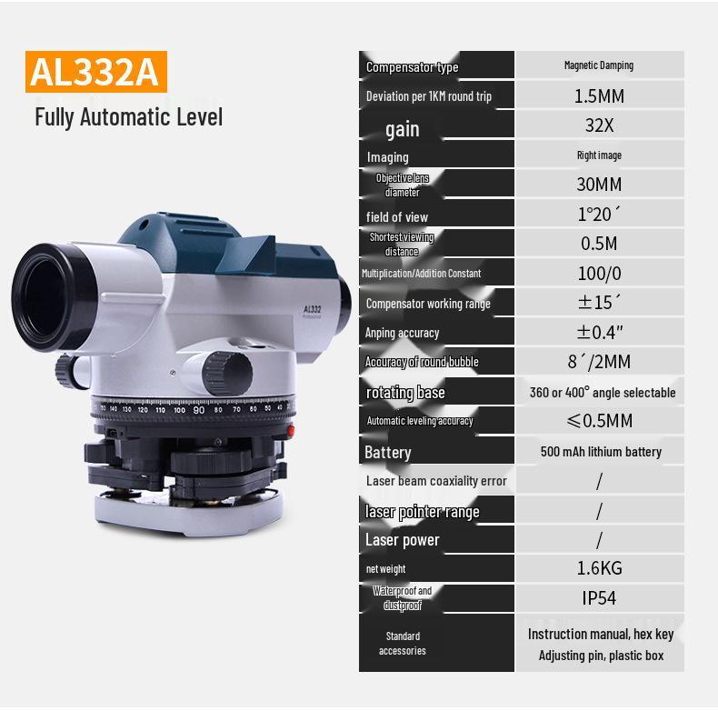 AL332 Automatic 32x Self-Leveling Laser Elevation Surveying Instrument