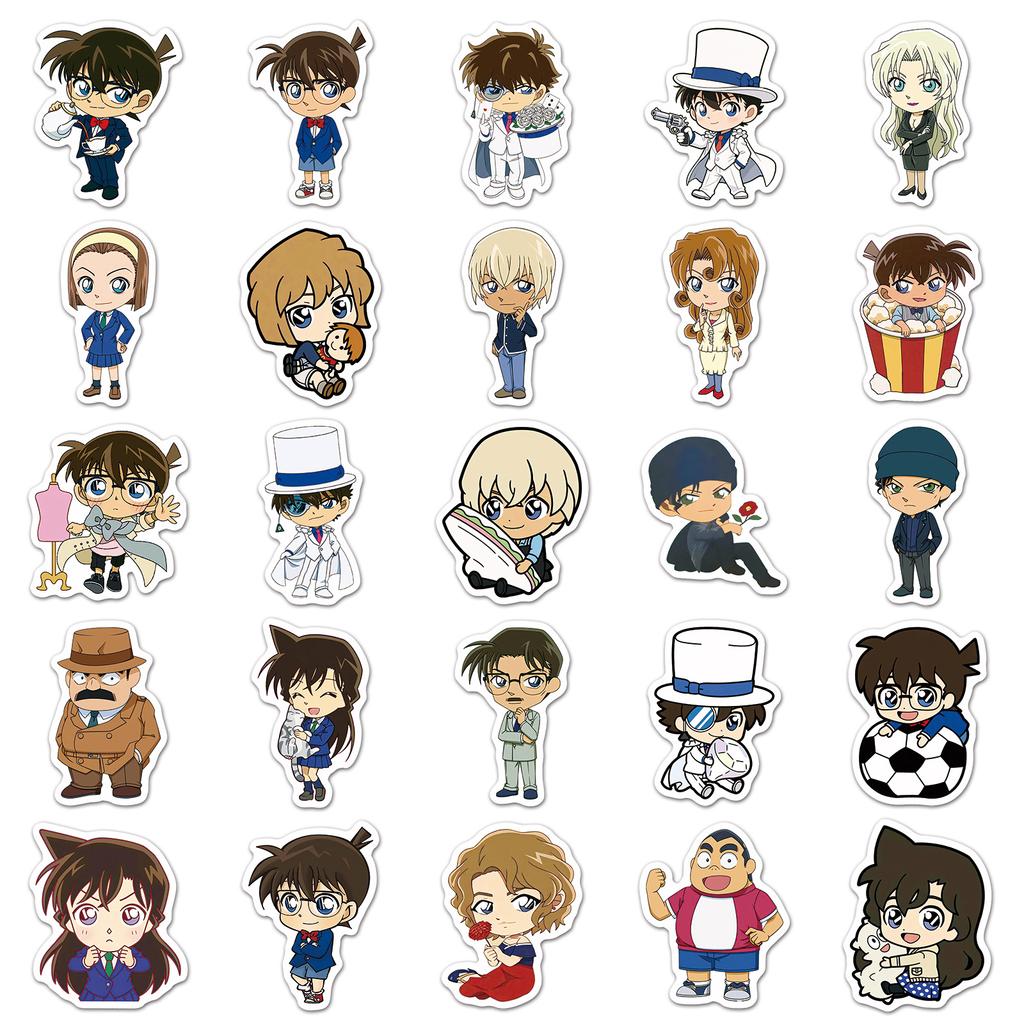 50pcs Detective Conan Stickers Cute Cartoon Graffiti for Scrapbooking Phone Back Water Cup Decoration