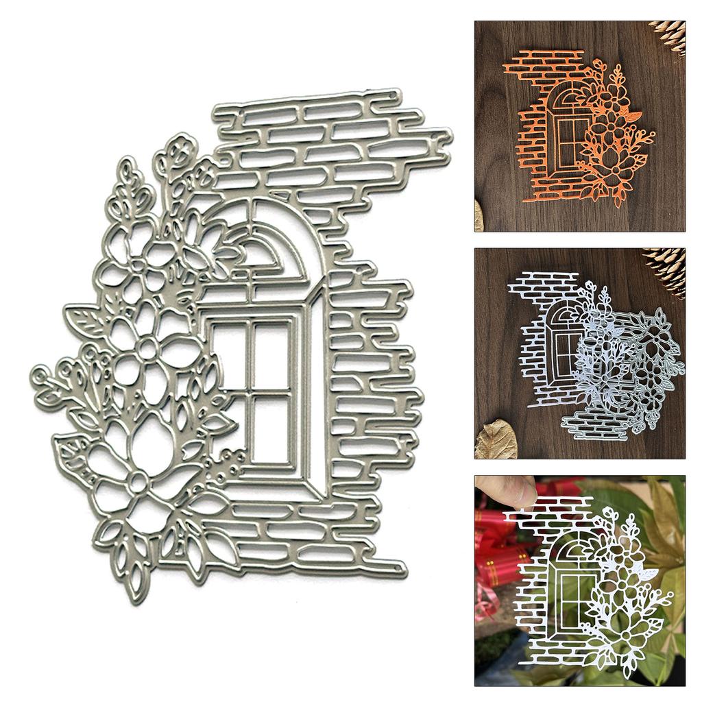 Window Flower Cutting Dies Carbon Steel Die Cut Templates Metal Embossing Stencils for Scrapbooking Card Making Albu