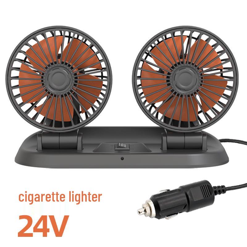 Powerful Silent 3-Head USB Car Fan, 24V for Trucks, 12V for Vans