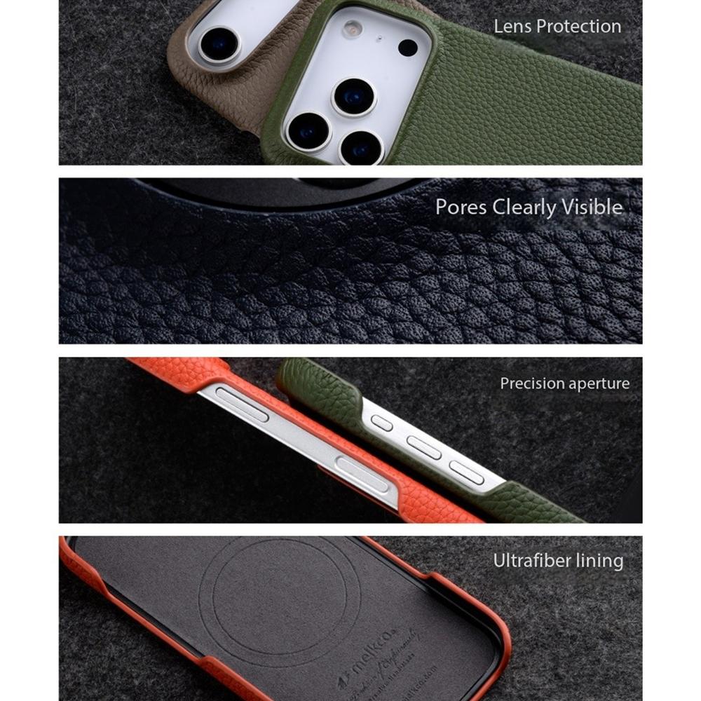 Originální Melkco Pravé Kožené Magnetické Pouzdro pro IPhone 18 17 Pro Max Air 18Pro Business s Magsafe Zadní Kryt Telefonu