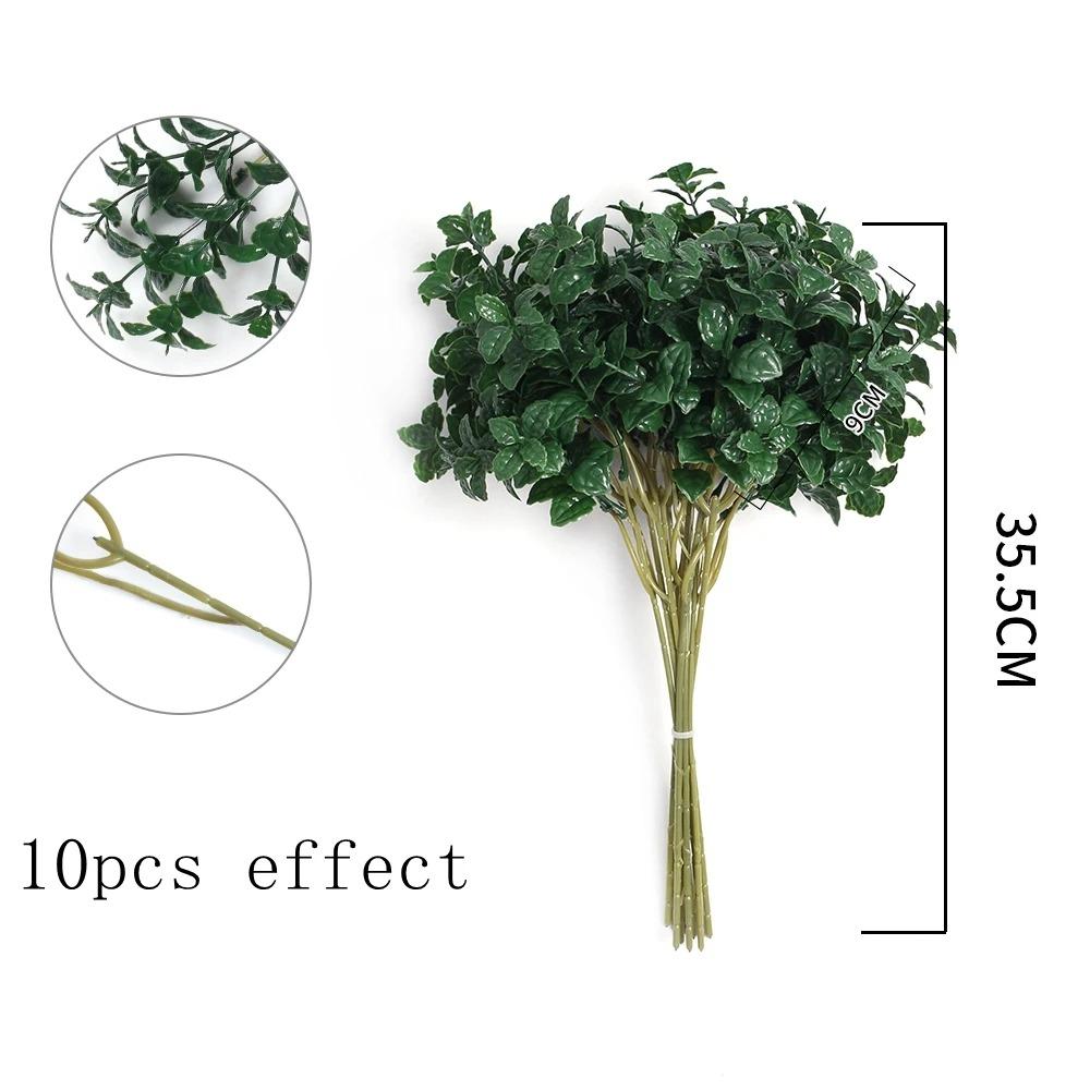 10Pcs Artificial Leaf Plant Bouquet Fake Leaf for Home Room Decor Garden Wedding Marriage Decoration Outdoor Garland Ornaments