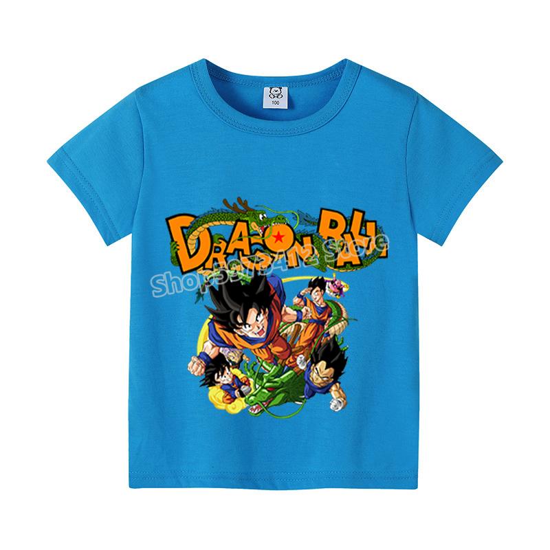 Dragons Ball Z T-shirt Goku Cartoon Anime Figures Short Sleeves Casual Kid Tee Y2K Round Neck Top Boy Summer Child Clothing Gift