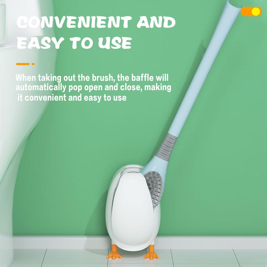 Diving Duck Toilet Brush Set Silicone Bathroom Toilet Brush and Bracket Set for Toilet Clean Lid Edge Clean