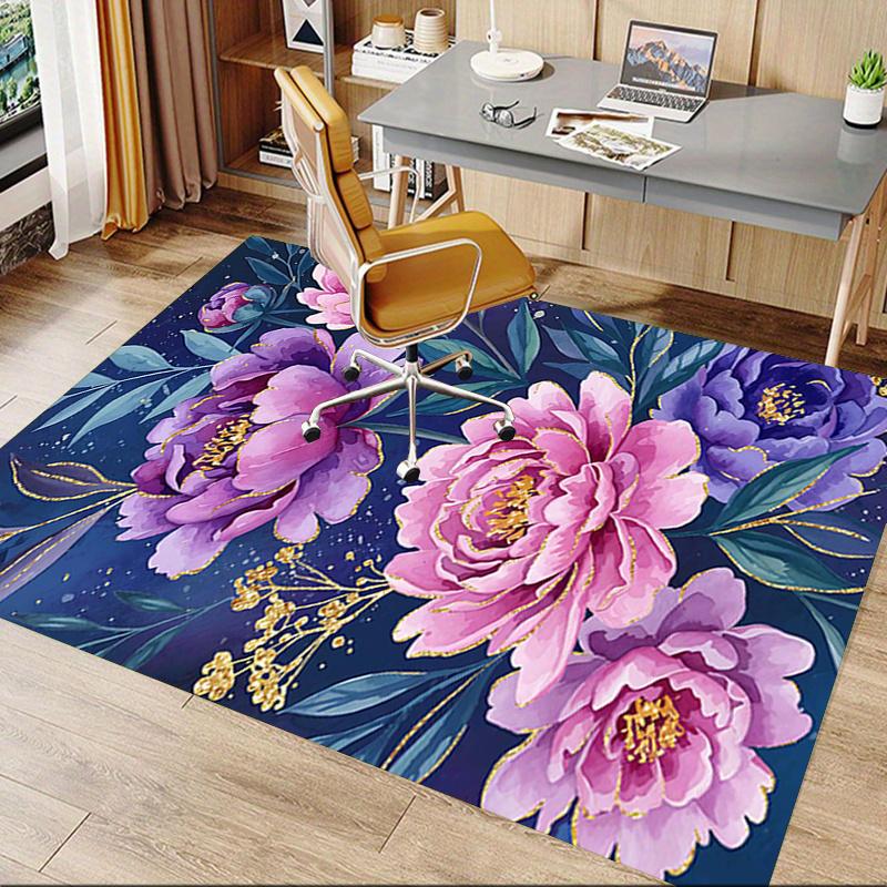 1pc Floral Artwork Area Rug Soft Flannel Floor Mat for Living Room, Bedroom and Carpet, Sofa Coffee Table Floor Mat, Decorative Rug Q02
