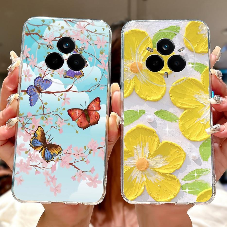 For Realme 14 Pro Plus Case RMX5051 Beautiful Flowers Painted Cover Soft Silicone Case For Realme 14 Pro Realme14 Pro+ 5G Fundas