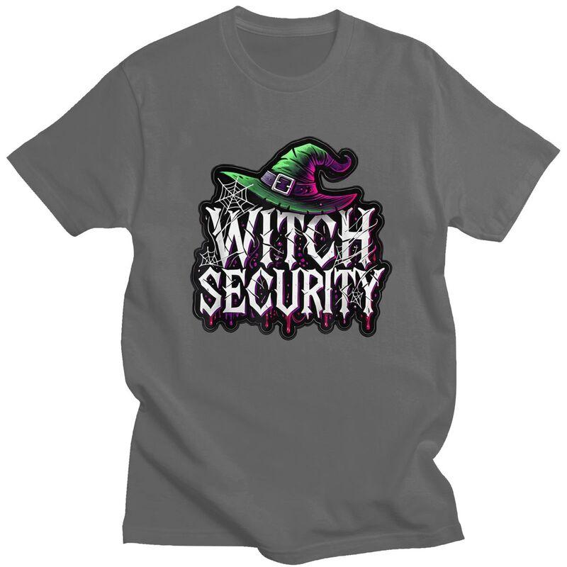 Custom Trendy Witch Security Halloween Joke T Shirt Men Short Sleeve Pure Cotton Tshirt Leisure Tee Tops Streetwear Tshirt
