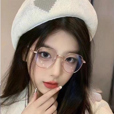 Korean Fashion Metal Frame Glasses Flat Glasses Girls' Glasses Anti Blue Light Glasses Fashion Glasses