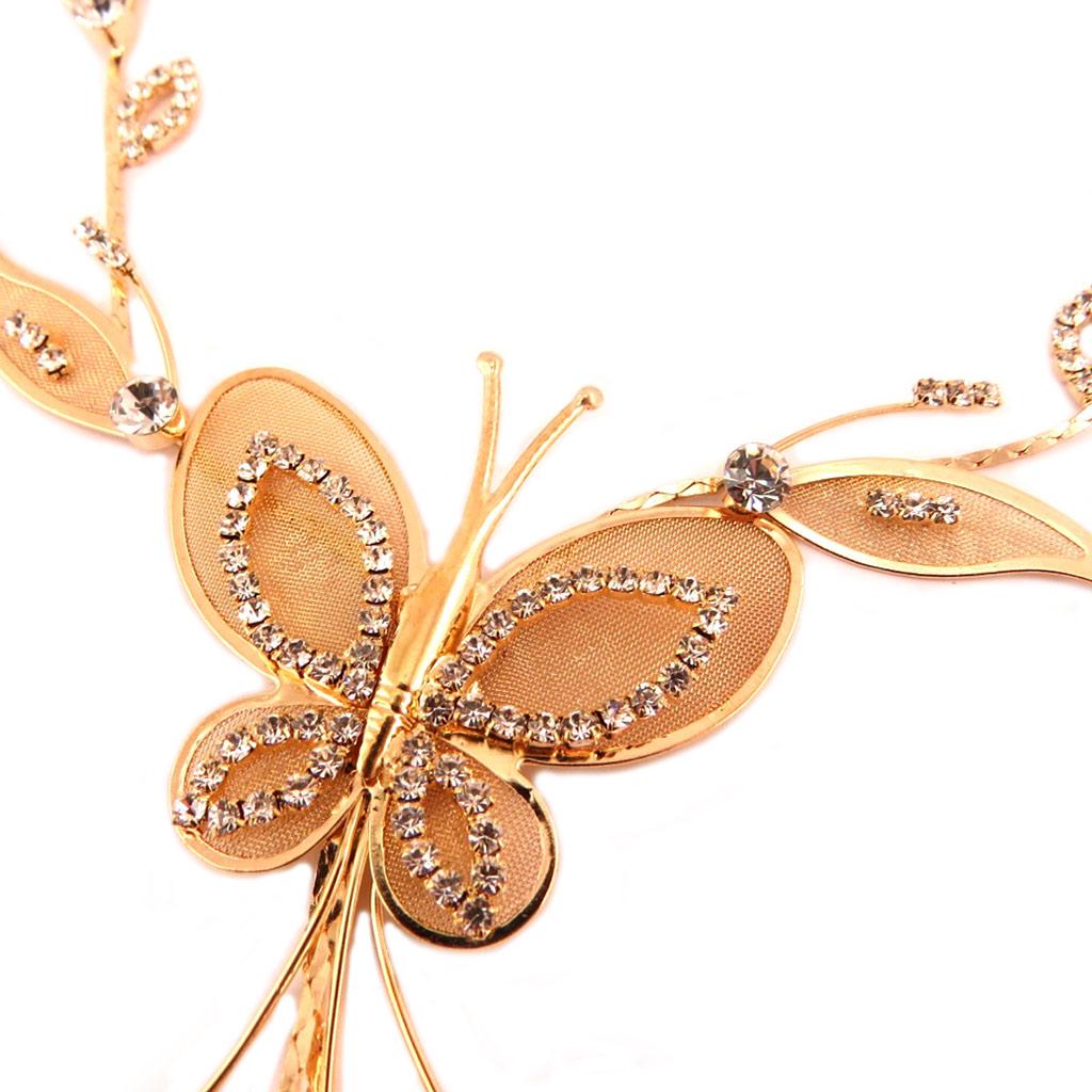 Les Trésors De Lily [P7277] - Designer smykkesett 'Sissi' hvit gullrosa (halskjede + øredobber) sommerfugl