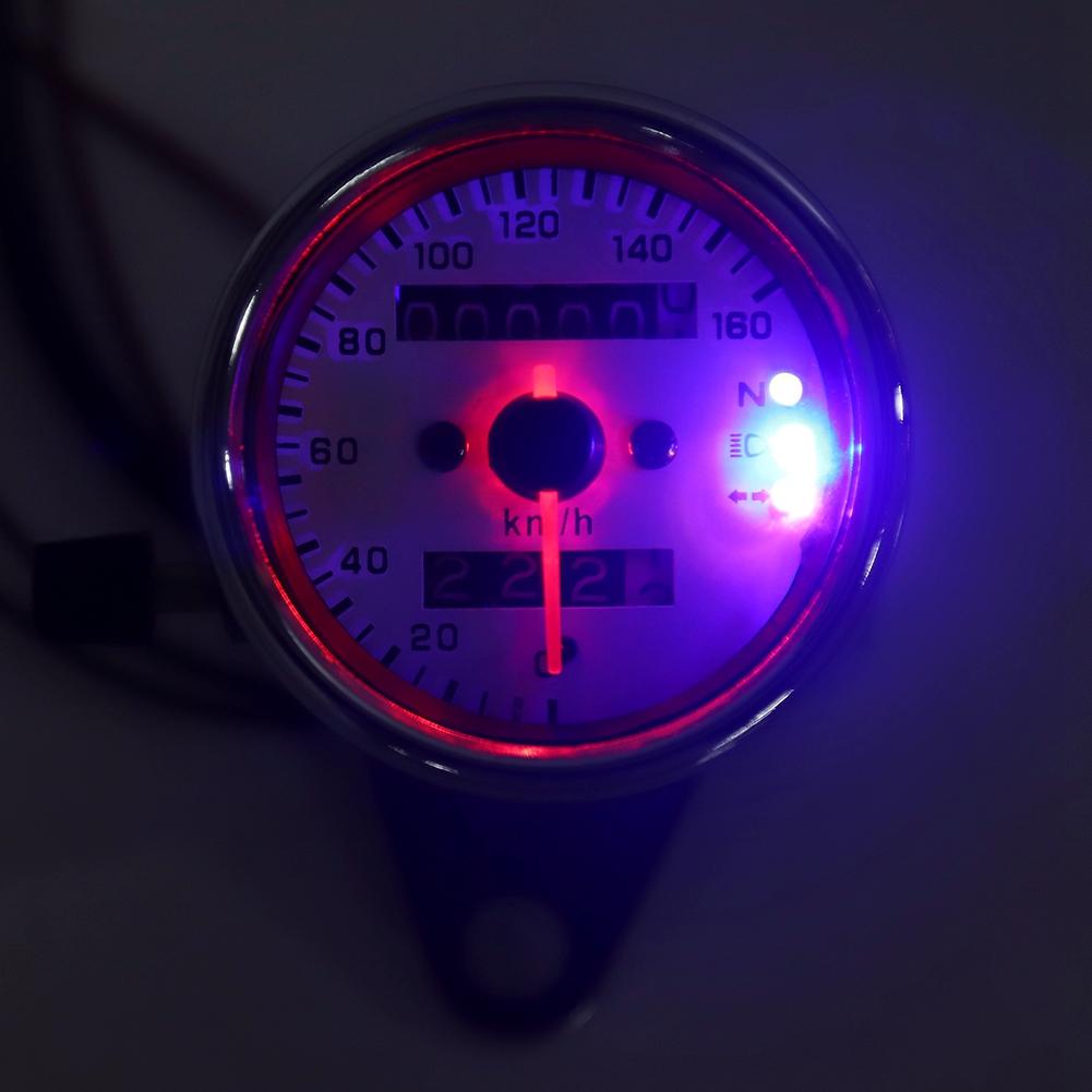 Motorcycle Meter Speedometer Odometer Gauge Turn Signal Headlight Indicator Vintage Steel 12V