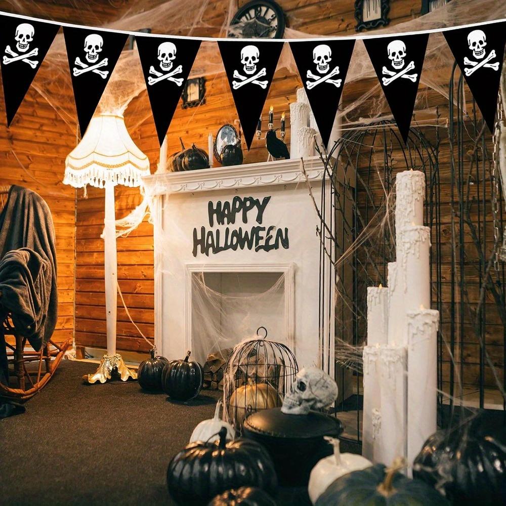 10pcs Pirate Banner Skull Halloween Pirate Flag Birthday Party Decorations Triangle Pennant Bunting Decor Skeleton Pennant Pirate Skull Pennant