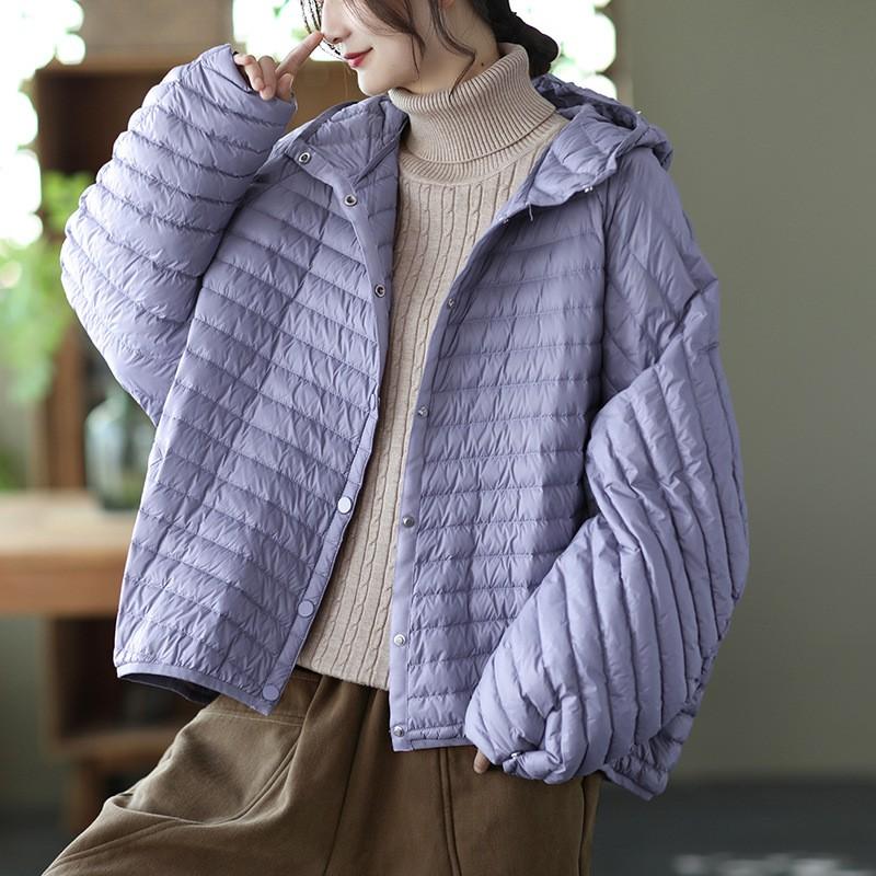 Womens Lightweight Hooded Down Jacket Short Puffer Coat Warm Casual Outerwear Winter