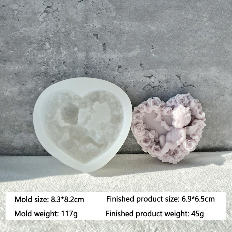 

DIY Silicone Candle Mold Rose Heart Angel Handmade Gypsum Scented Soap Mould 3D Craft Fondant Chocolate Baking Decoration Tool