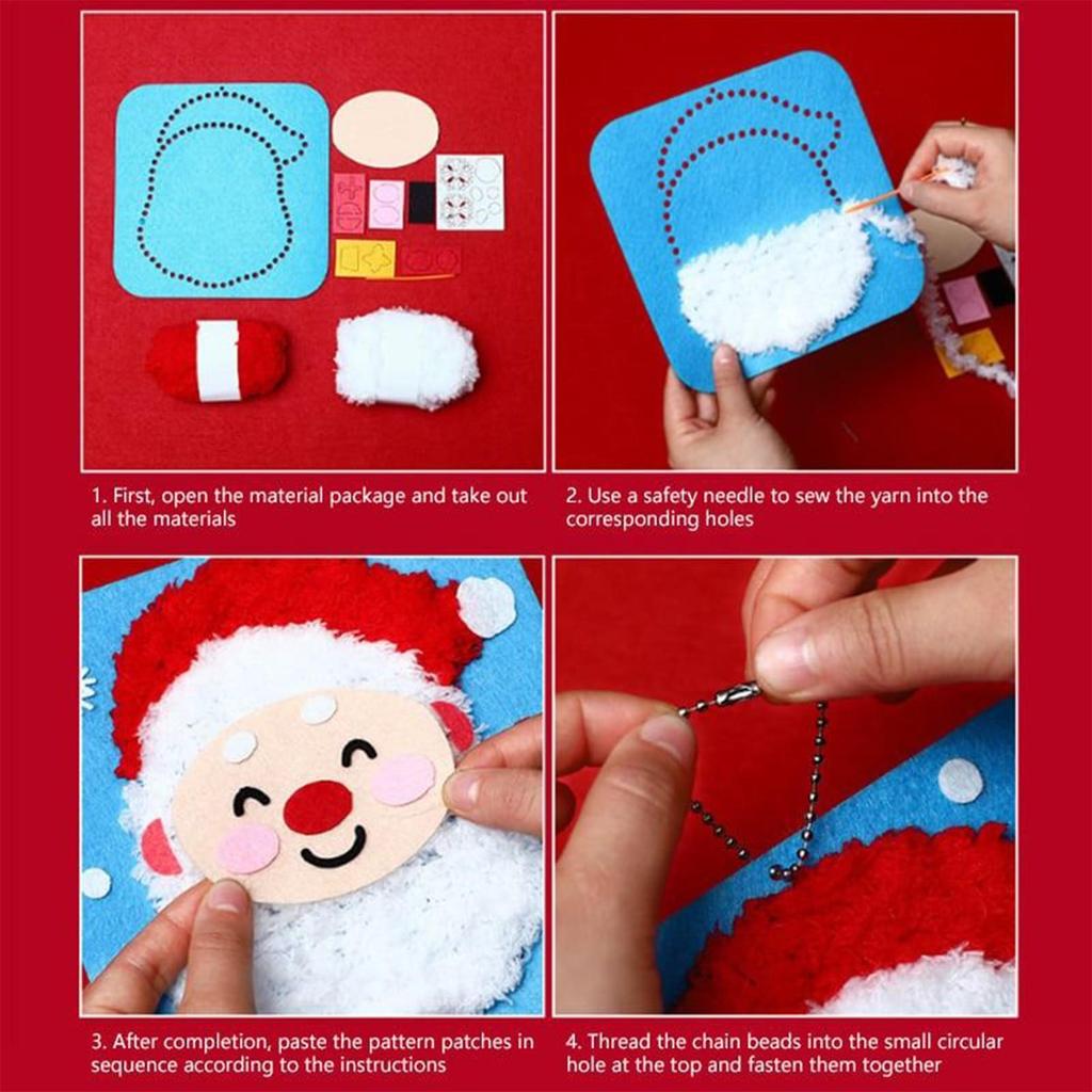 Embroidery Kit Christmas Easy DIY Christmas Theme Crafts DIY Embroidery Kit For Birthday Girls Boys Kids Beginners Ages 4-12