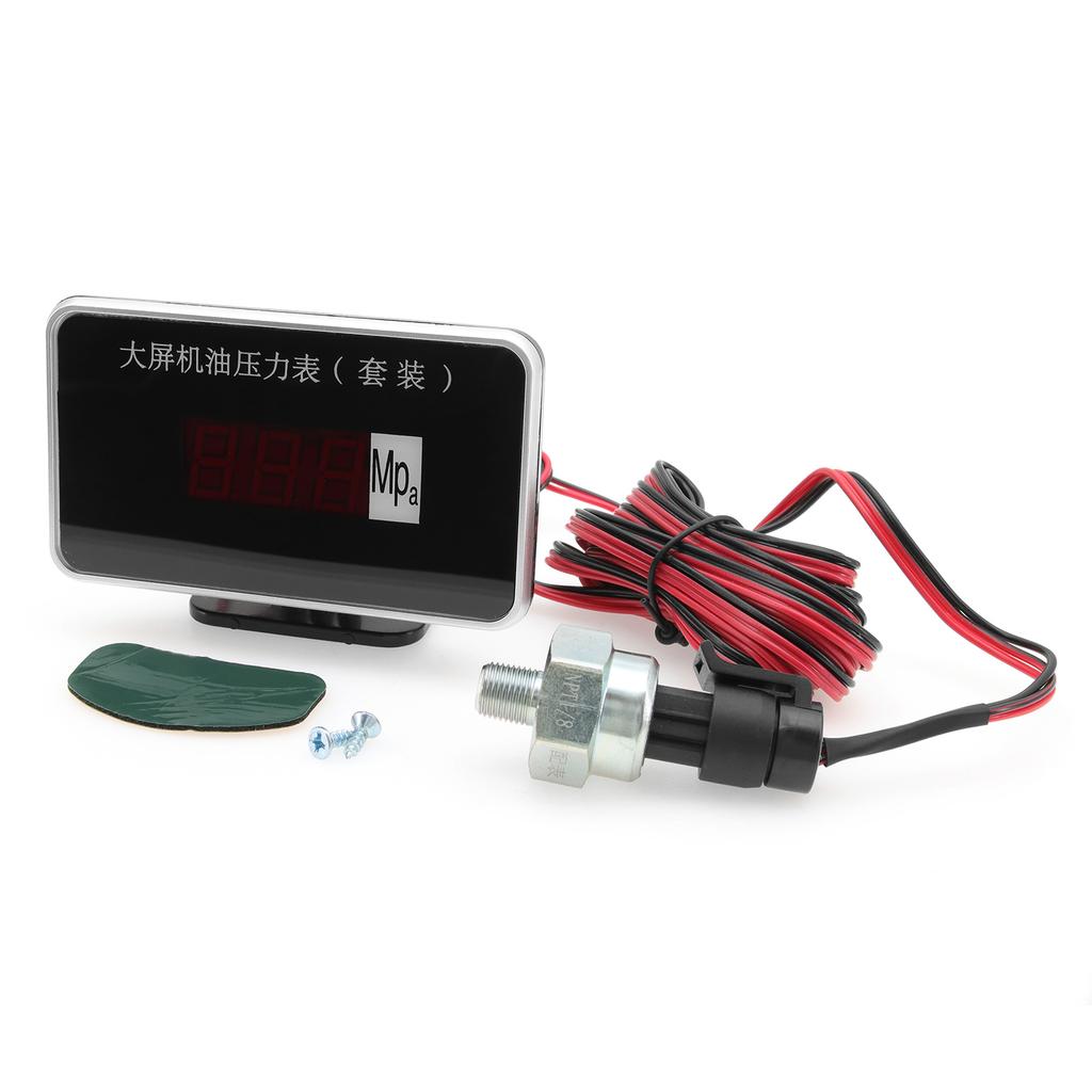 LED Car Oil Pressure Gauge Mpa Oil Press Meter with Oil Pressure Sensor 1/8NPT Universal Instrument 9-36V for Truck SUV RV