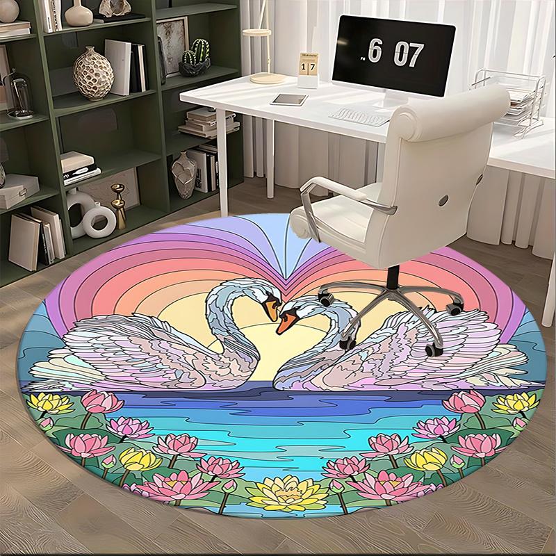 Pastellfarbene Schwanenherz-Stuhlmatte: Pastell Lotus Heimdekoration, Büro Teppich Geschenk für Wohnzimmer, Schlafzimmer, Verschiedene Räume, Pastell Lotus Teppich1118144a