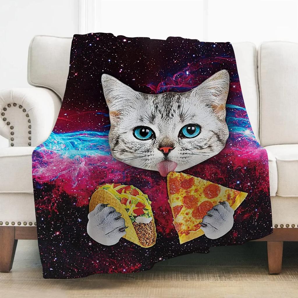 Cat Book Pattern Flannel Throw Blanket Gifts Reading Lover Cute Animals Decor Home Bedroom Soft Warm Cozy Lightweight King Size