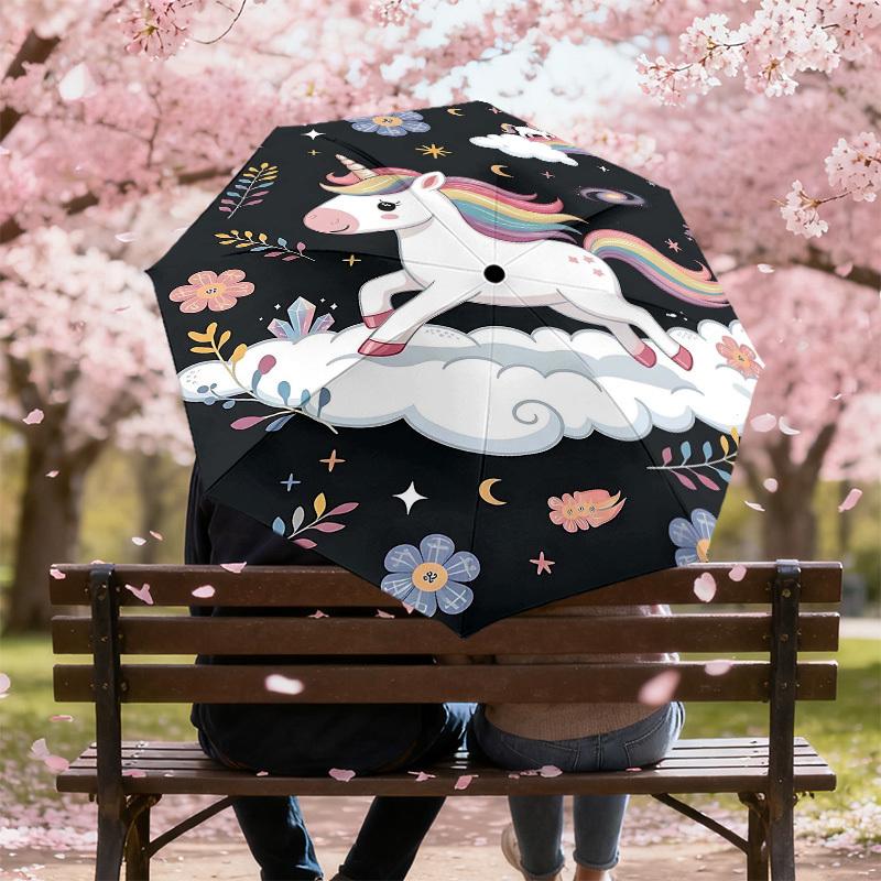 1PC Unicorn Clouds Umbrella-8-Rib Reinforced Portable Folding Travel Suitable for All Seasons Outdoor Daily Use  -J0366