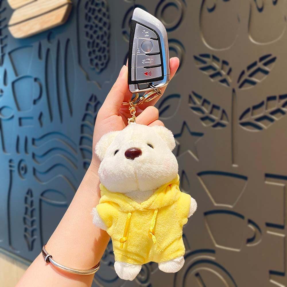 Wear Hoodies Cartoon Bear Plush Doll Bag Hanging Animal Plush Car Keyring  Friends Birthday Gifts