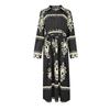 Women's Long Sleeve Lapel Button Printed Bodycon Sexy Nightclub Party Belted Dress