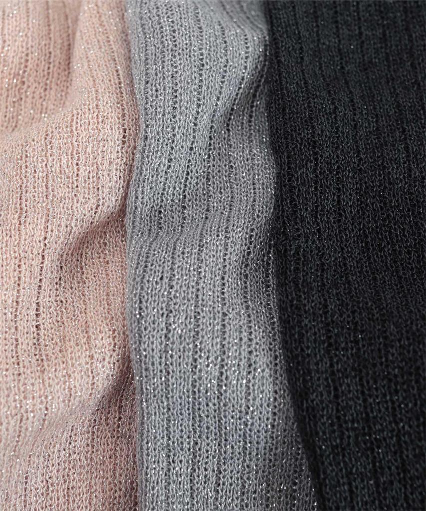 Yours Sheer Rib Knit BFXU1820 Medium Charcoal V-Neck Lamé Women's