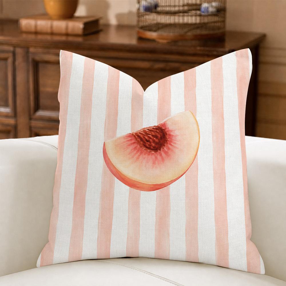Modern Minimalist Striped Lemons Cushion Cover Natural Breathable Durable Linen Printed Decor Pillow Case Sofa Bedroom