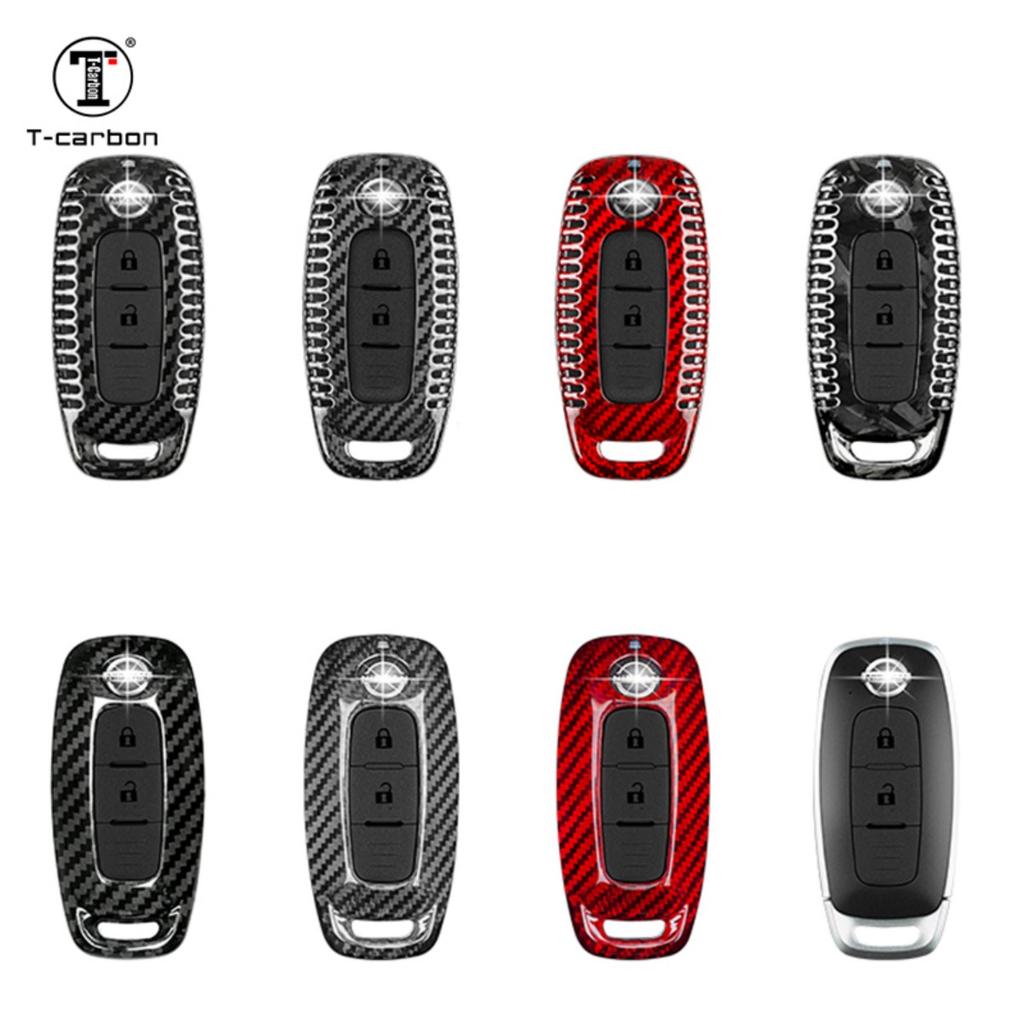 T-Carbon Carbon Fiber Car Key Case Cover Fit For New Nissan Tram Car Interior Accessories