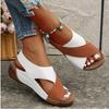 Women's Platform Color Block Gladiator Sandals Chunky Sole Velcro Open Toe Beach Slides