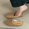Retro Square Head Baotou Half Slippers Women's Summer French Outer Wear Breathable Sandals Non-slip Muller Slope Heel Cool Slippers Tide