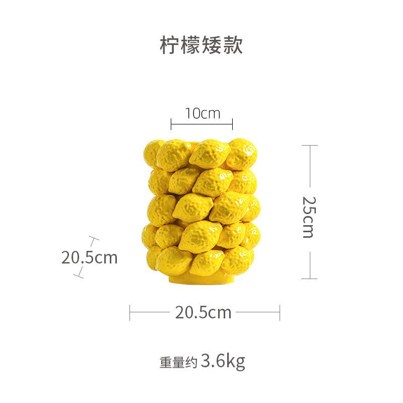 Fruit Relief Ceramic Vase Three-dimensional Orange Handmade Jar Flower Vase Ceramic Handicrafts Flowerpot Home Decoration
