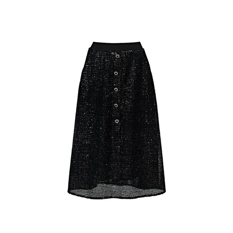 

Blacknini Star Set Italy Import SMI Luxury Brand Bright Thin and Glittering Bead Yarn Drill Buckle Sling Skirt Overskirt (Label: LucaMattei) S
