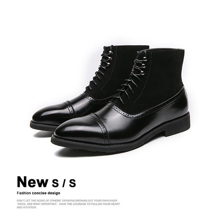 Men's Retro Lace-up High-top Leather Boots - Plus Size Spring/Autumn Fashion Casual Shoes