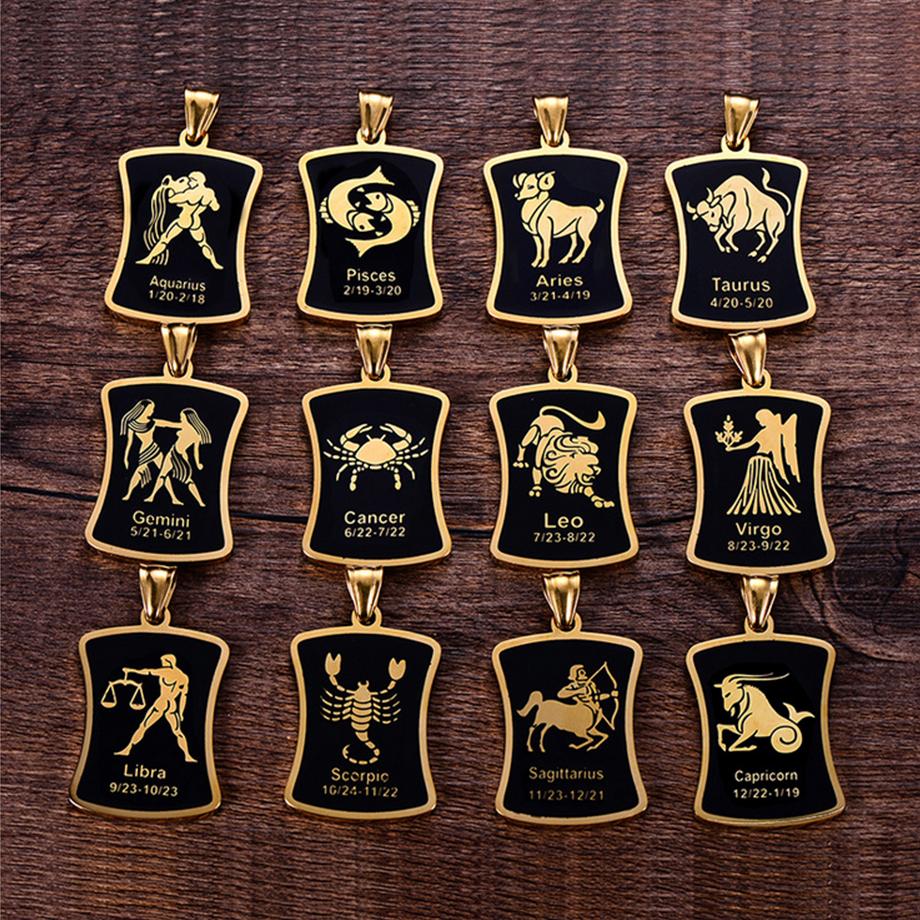 Skorpion 12 Konstelacji Naszyjnik Prezenty Urodzinowe Kolor Złoty Stal Nierdzewna Amulet Wisiorek Znak Zodiaku Biżuteria Collier