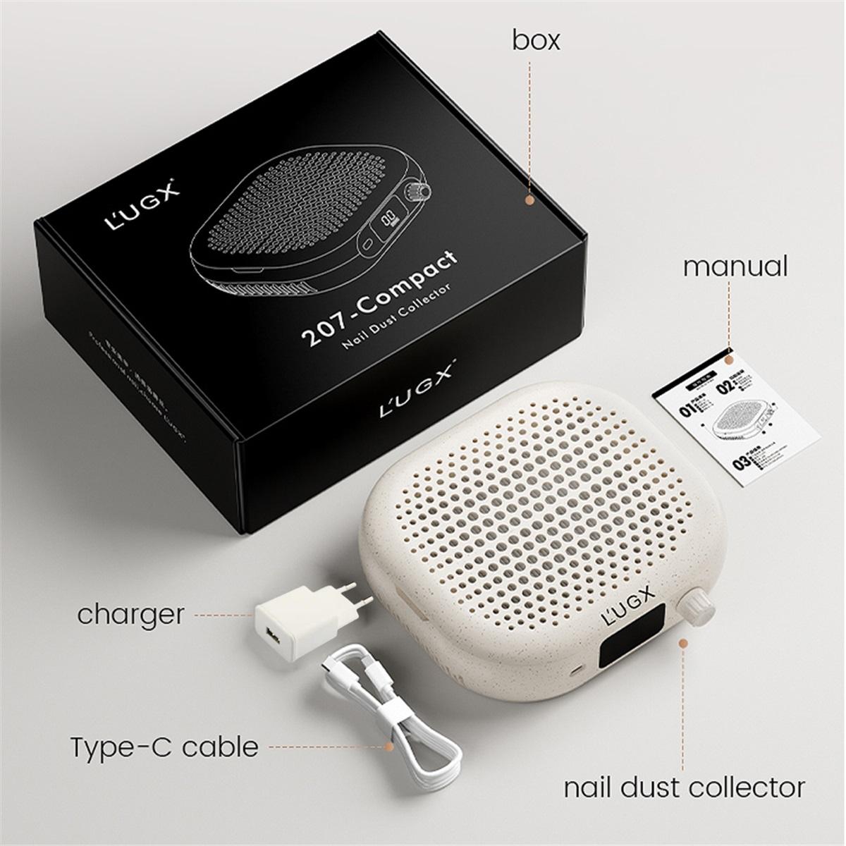 Mini Turbo Nail Dust Collector Portable Nail Dust Machine with Magnetic Stand Speed Adjustable Vacuum Cleaner Lower Noise LG207S EU