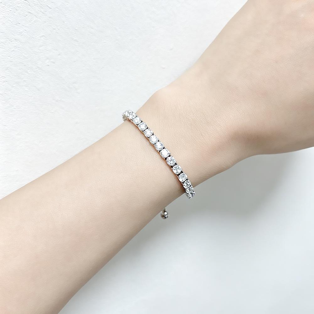 Elegant 4mm Zircon Women's Adjustable Stainless Steel Bracelet
