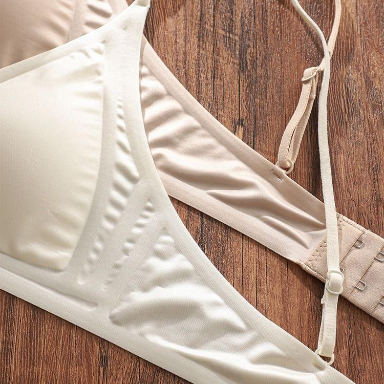 Seamless French Style Women's Summer Ultra-Thin Bra for Large Breasts Push-Up Wire-Free Cool Triangle Cup Underwear