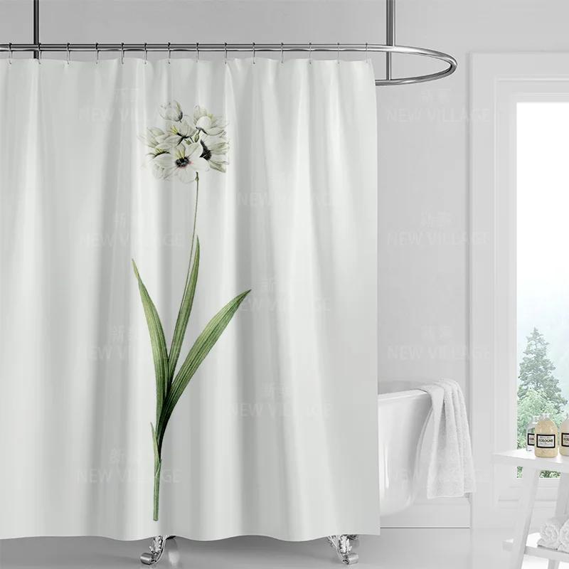 Minimalistický sprchový závěs s rostlinným motivem, moderní dekorace koupelny a toalety, soukromý závěs 180x180cm voděodolný sprchový závěs