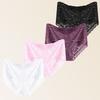 FINETOO 4Pcs Women Mid Rise Floral Lace Underpants Soft Skin-Friendly Breathable Panties High Stretch Seamless Ladies Daily Wear Briefs