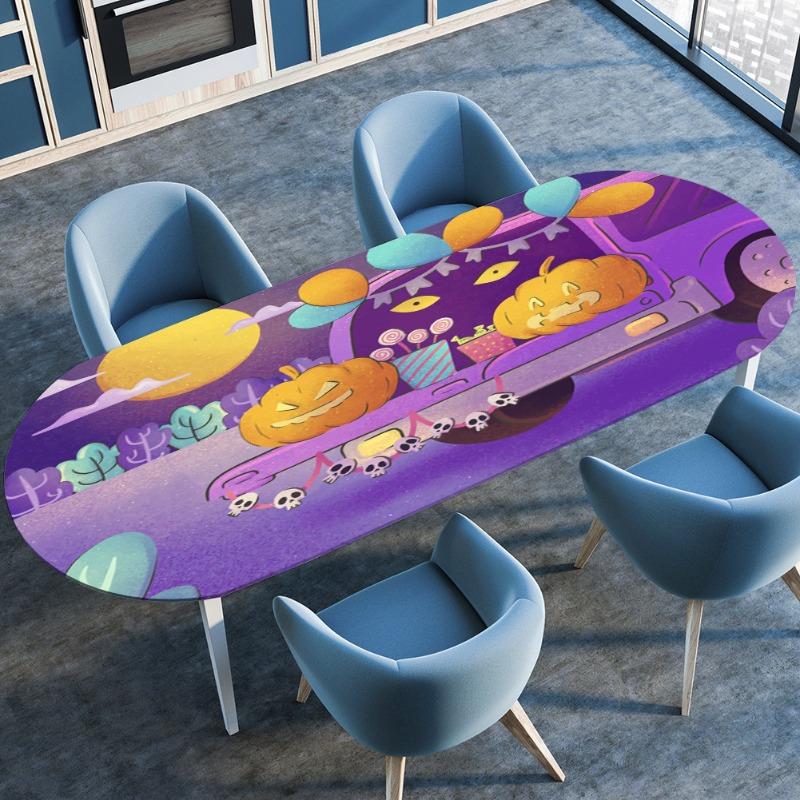 

28 Стилей Овальная Скатерть Хэллоуин Эластичная Скатерть Водонепроницаемая и Маслостойкая Не требующая стирки Термостойкая Накладка на Стол 107cmx152cm