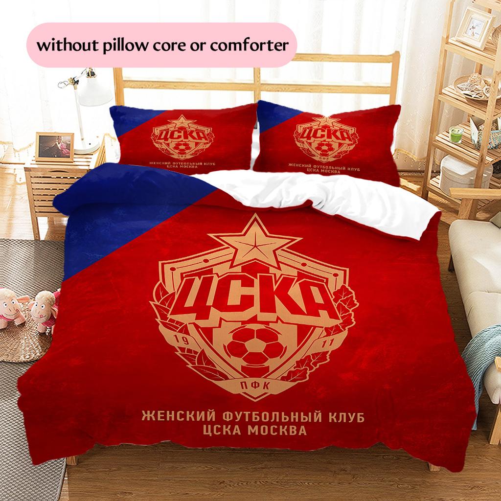 CSKA Moscow Football Club Pattern Bedding Quilt Set Home Decoration Gift (1 * duvet cover + 2 * pillowcase without core)