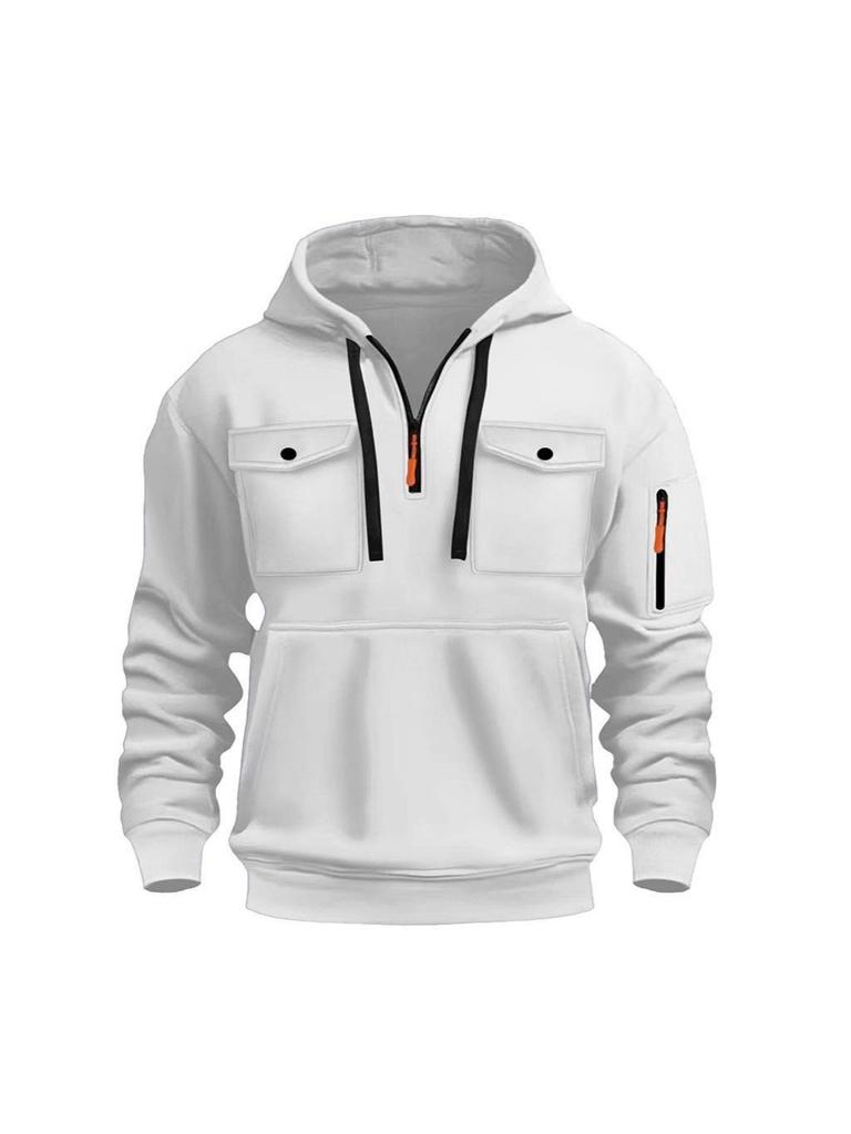 Herren Herbst/Winter Lässiger Vielseitiger Mehrere Taschen Plus Samt Langarm Hoodie
