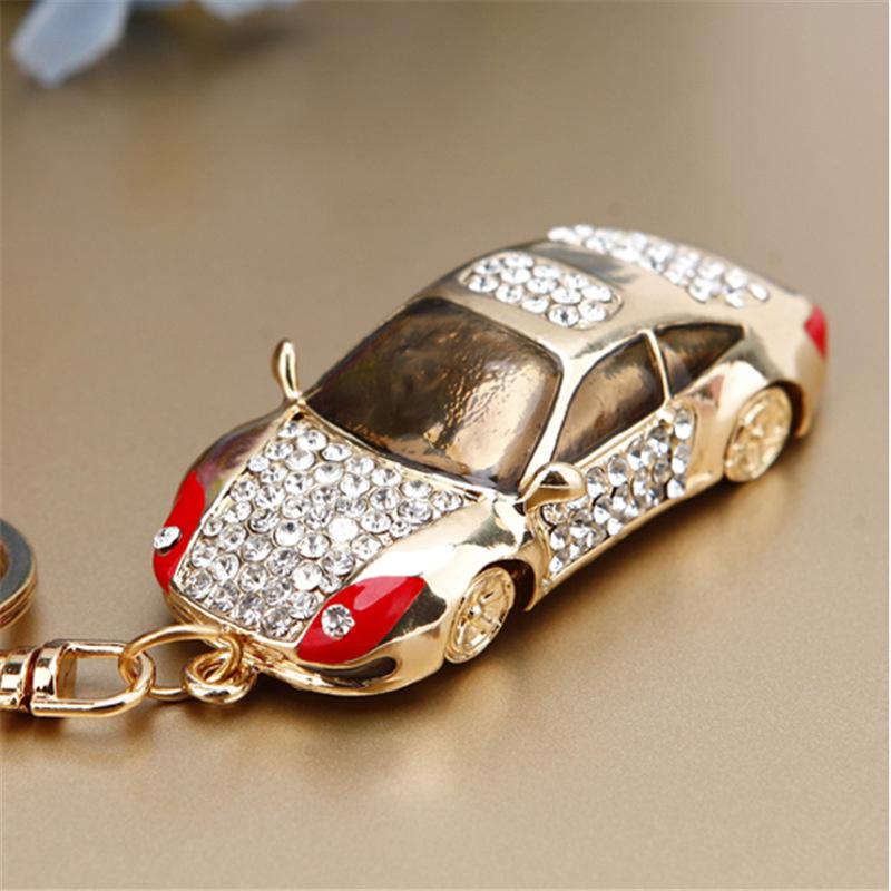 Fashion Alloy Metal Car Key Chain Keychain Charm Women Handbag Crystal Pendant Luxury Model Car Accessories Keyfob