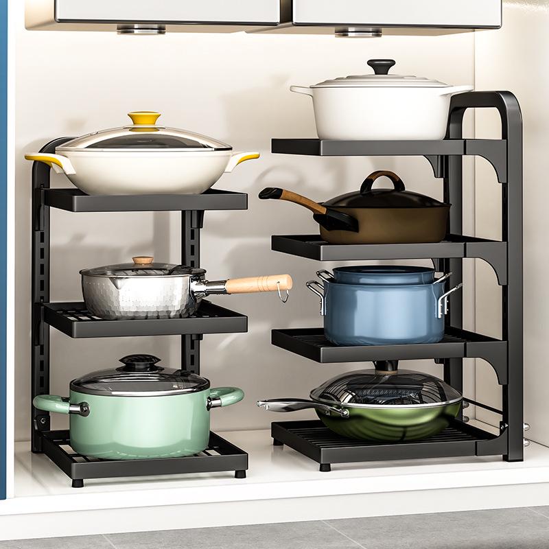 Multi-Layer Kitchen Pot and Cookware Storage Rack for Cabinets