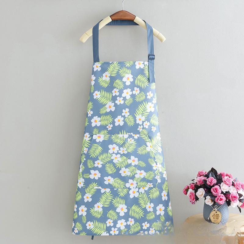 

1 шт. Регулируемый фартук с цветочным и сердечным принтом - Легко чистящийся ПВХ материал, Большой передний карман, Стильный кухонный аксессуар для готовки и садоводства зелёный