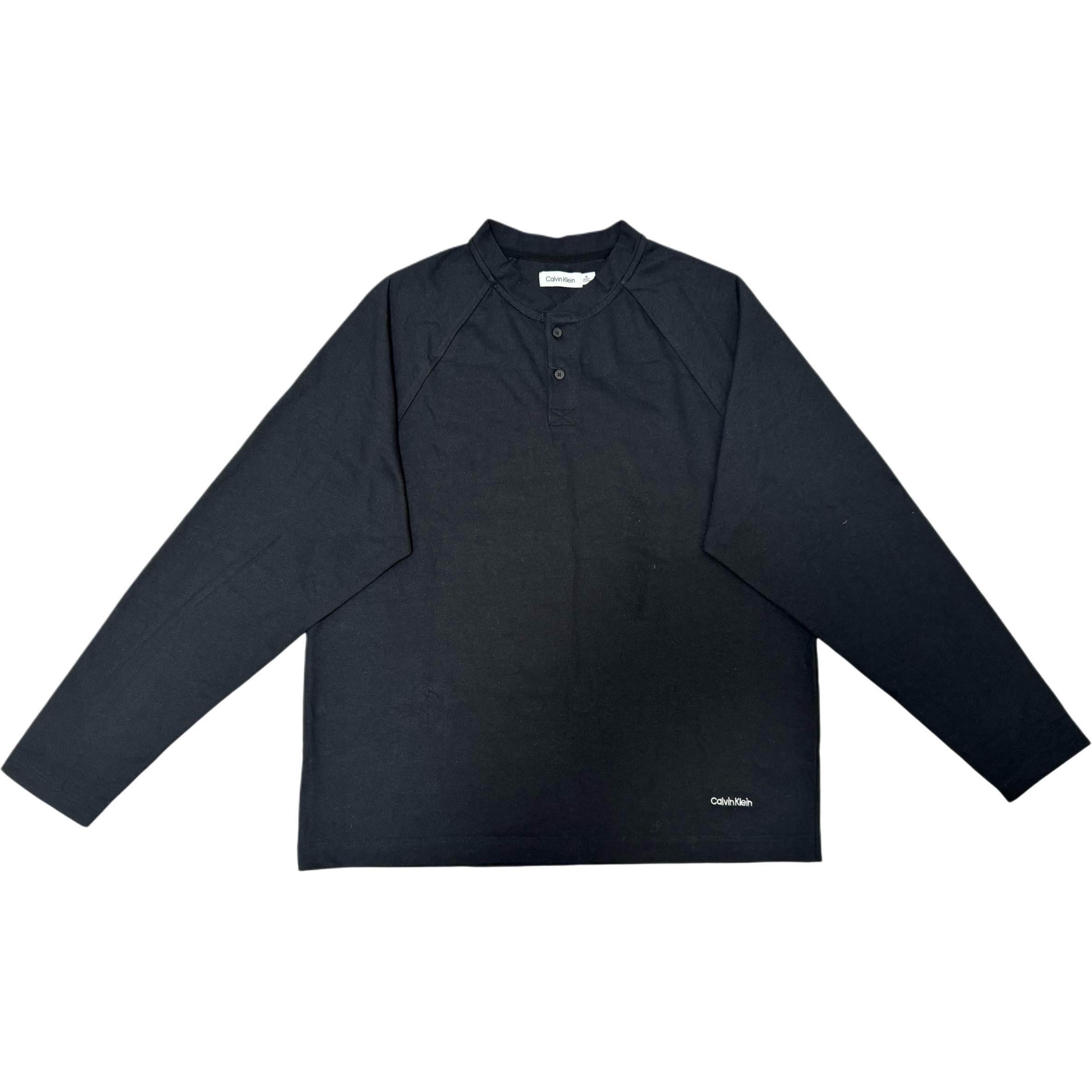 

Calvin Klein Casual Solid Loose Henley Long Sleeve T-Shirt Men tops 40JP206-001 M