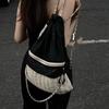 2025 New Fashion Versatile Black and White Two-Color Nylon Backpack Drawer Design Small Fragrant Medieval Chain Bag Women