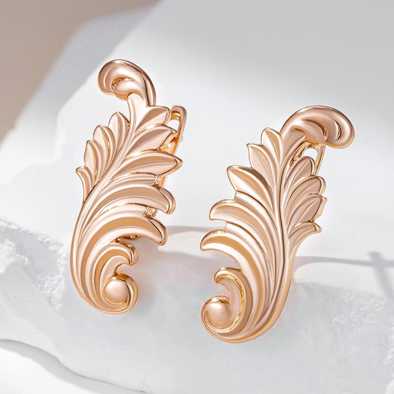 Fashion Glossy Dangle Earrings For Women Rose Gold Color Simple Ethnic Pattern High Quality Daily Fine Jewelry