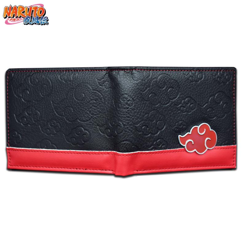 Naruto Leather Wallet Pain Akatsuki Red Cloud Metal Logo Coin Purse Card Holder ID Banknote Storage Cool Anime Gift for Fans